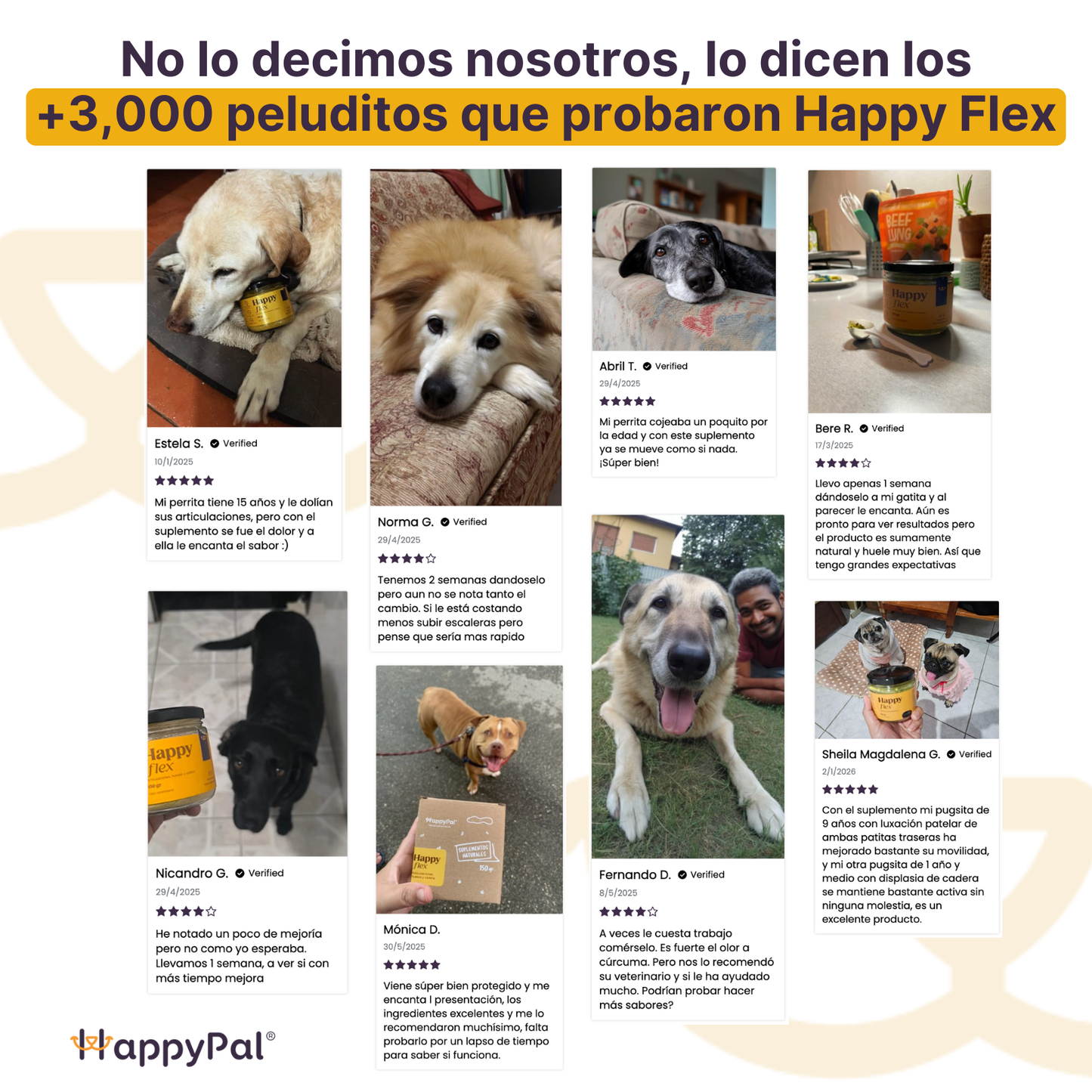 Happy Flex I Anti Inflamatorio Para Perros y Gatos. Suplemento para articulaciones, huesos y cadera