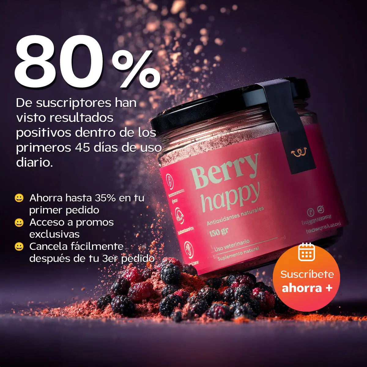 Berry Happy I Antioxidantes y vitaminas para perro y gato Happy Pal Suplementos y vitaminas