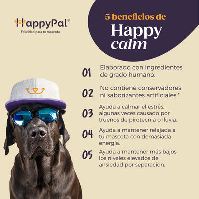 Happy Calm I Ayuda con Estrés y Ansiedad | Relajante natural para Perros y Gatos