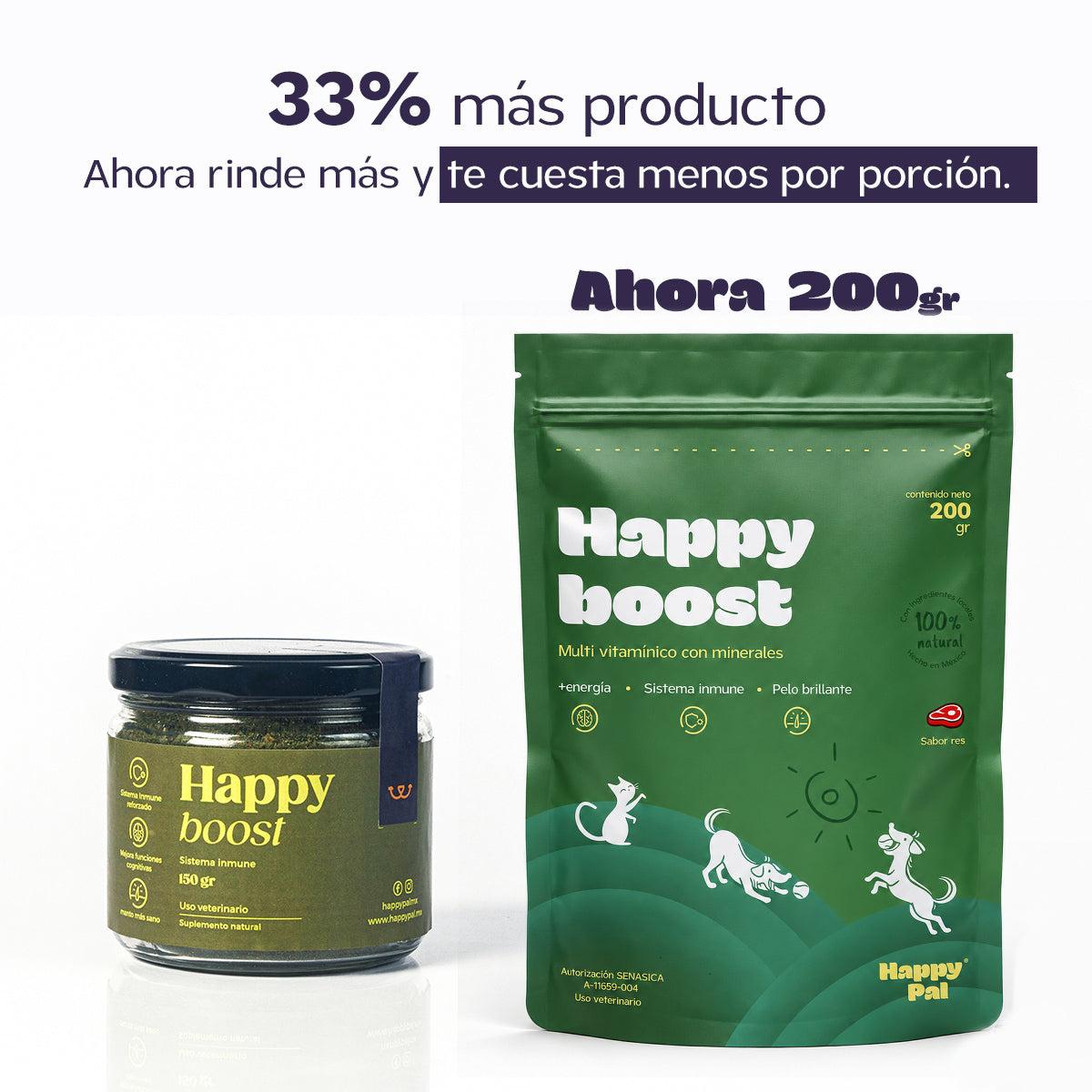Happy Boost I  Vitaminas para perro y gato con Algas y Miel de Abeja.
