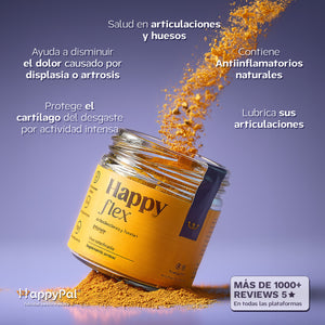 Happy Flex I  Anti Inflamatorio Para Perros y Gatos. Suplemento para articulaciones, huesos y cadera