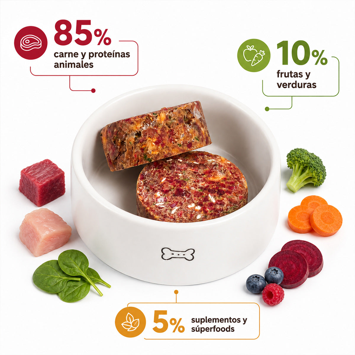 Nutribite I Dieta BARF para perros. Natural y congelada. Lista para servir.