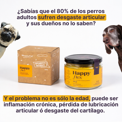 Happy Flex I  Anti Inflamatorio Para Perros y Gatos. Suplemento para articulaciones, huesos y cadera