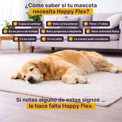 Happy Flex I  Anti Inflamatorio Para Perros y Gatos. Suplemento para articulaciones, huesos y cadera