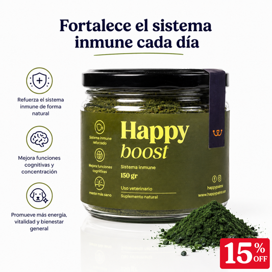 Happy Boost I  Vitaminas para perro y gato con Algas y Miel de Abeja.