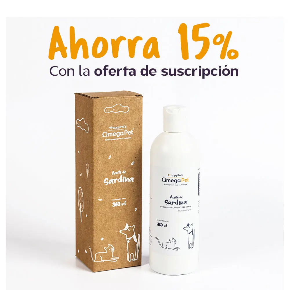 Omegapet I Aceite de Sardina con Omega 3 para Perro y Gato. Contiene DHA y EPA Happy Pal