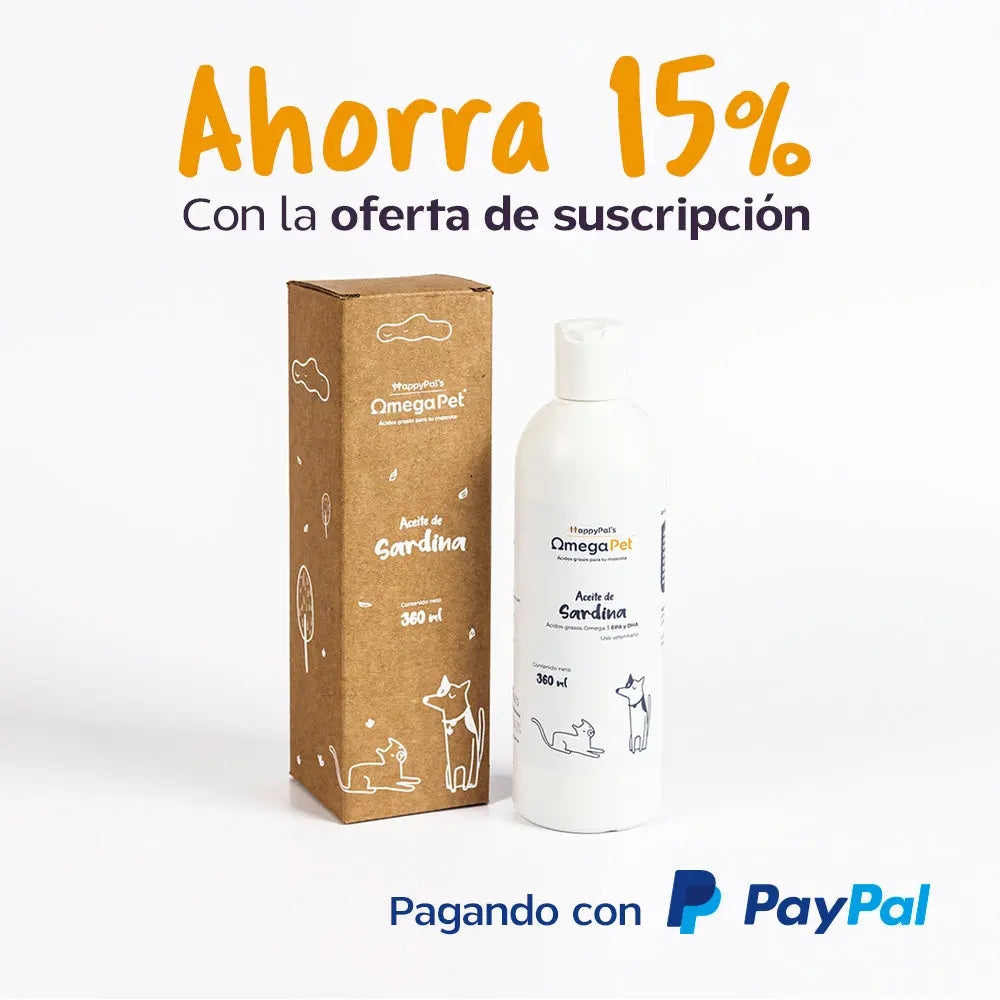 Omegapet I Aceite de Sardina con Omega 3 para Perro y Gato. Contiene DHA y EPA Happy Pal Suplementos y vitaminas