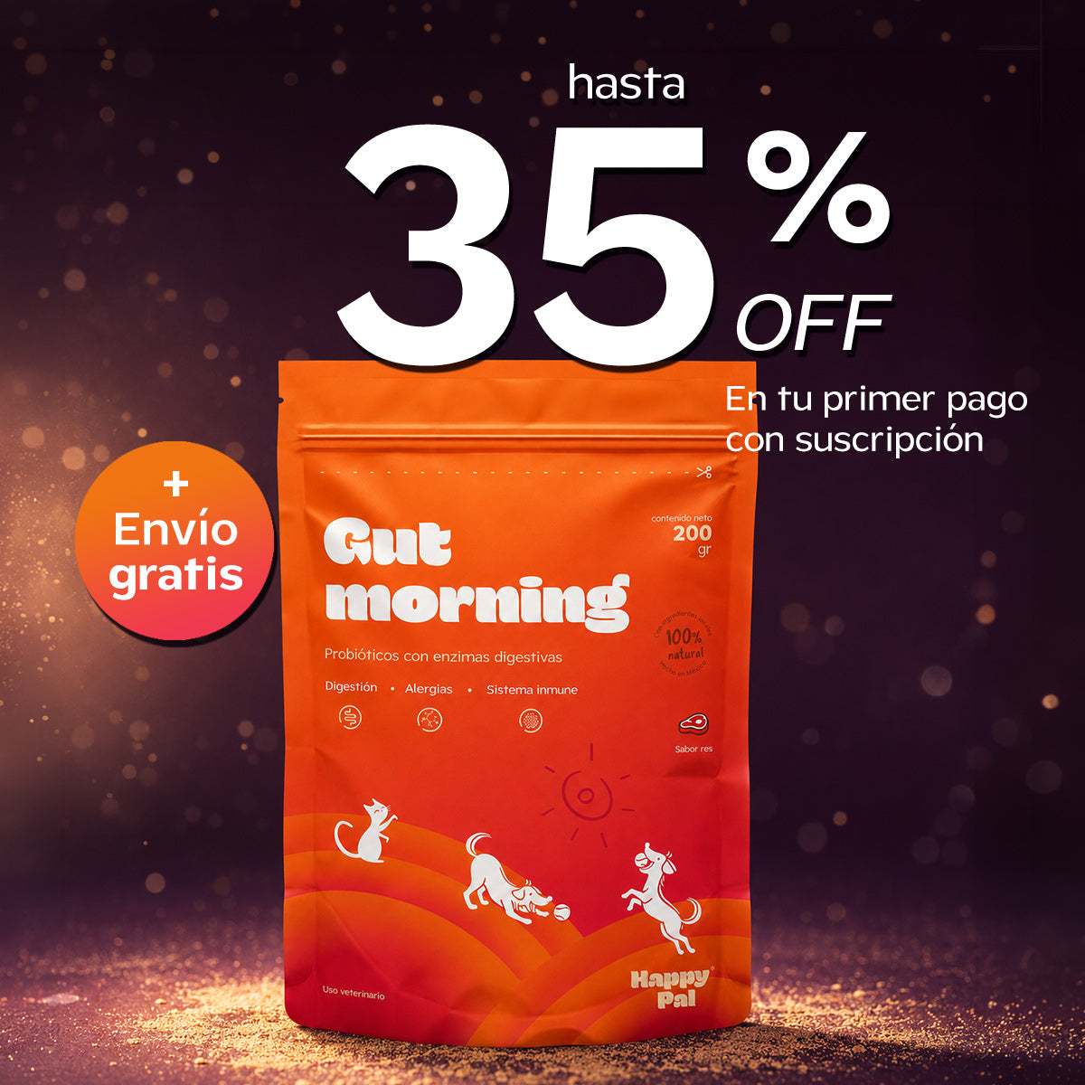 Gut Morning I Probióticos para perros. Suplemento para Salud Digestiva y Salud Intestinal