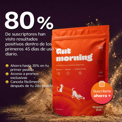 Gut Morning I Probióticos para perros. Suplemento para Salud Digestiva y Salud Intestinal