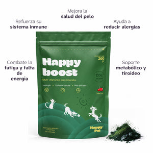 Happy Boost I  Vitaminas para perro y gato con Algas y Miel de Abeja.