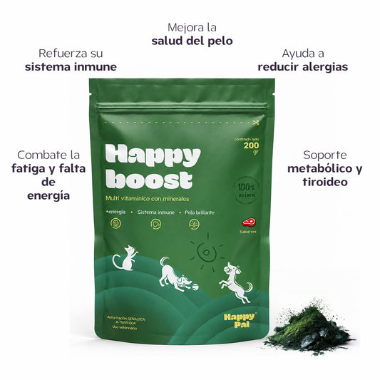 Happy Boost I  Vitaminas para perro y gato con Algas y Miel de Abeja.
