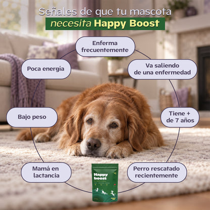 Happy Boost I  Vitaminas para perro y gato con Algas y Miel de Abeja.