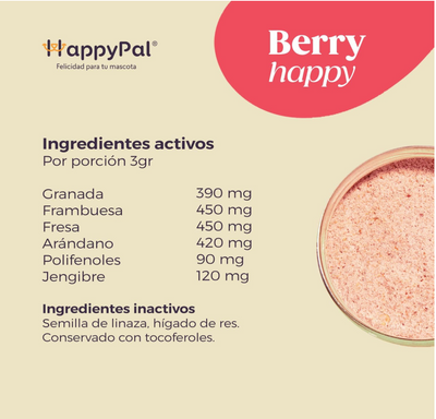 Berry Happy I Antioxidantes y vitaminas para perro y gato | Apoyo al tracto urinario de tu Mascota