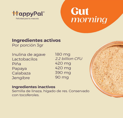 Gut Morning I Ayuda con la digestión y estreñimiento | Probióticos, Prebióticos Y Enzimas Digestivas para Perros y Gatos