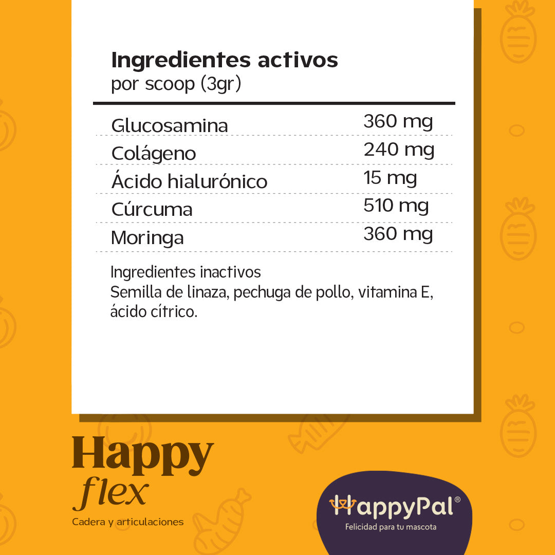 Happy Flex I  Anti Inflamatorio Para Perros y Gatos. Articulaciones, huesos y cadera