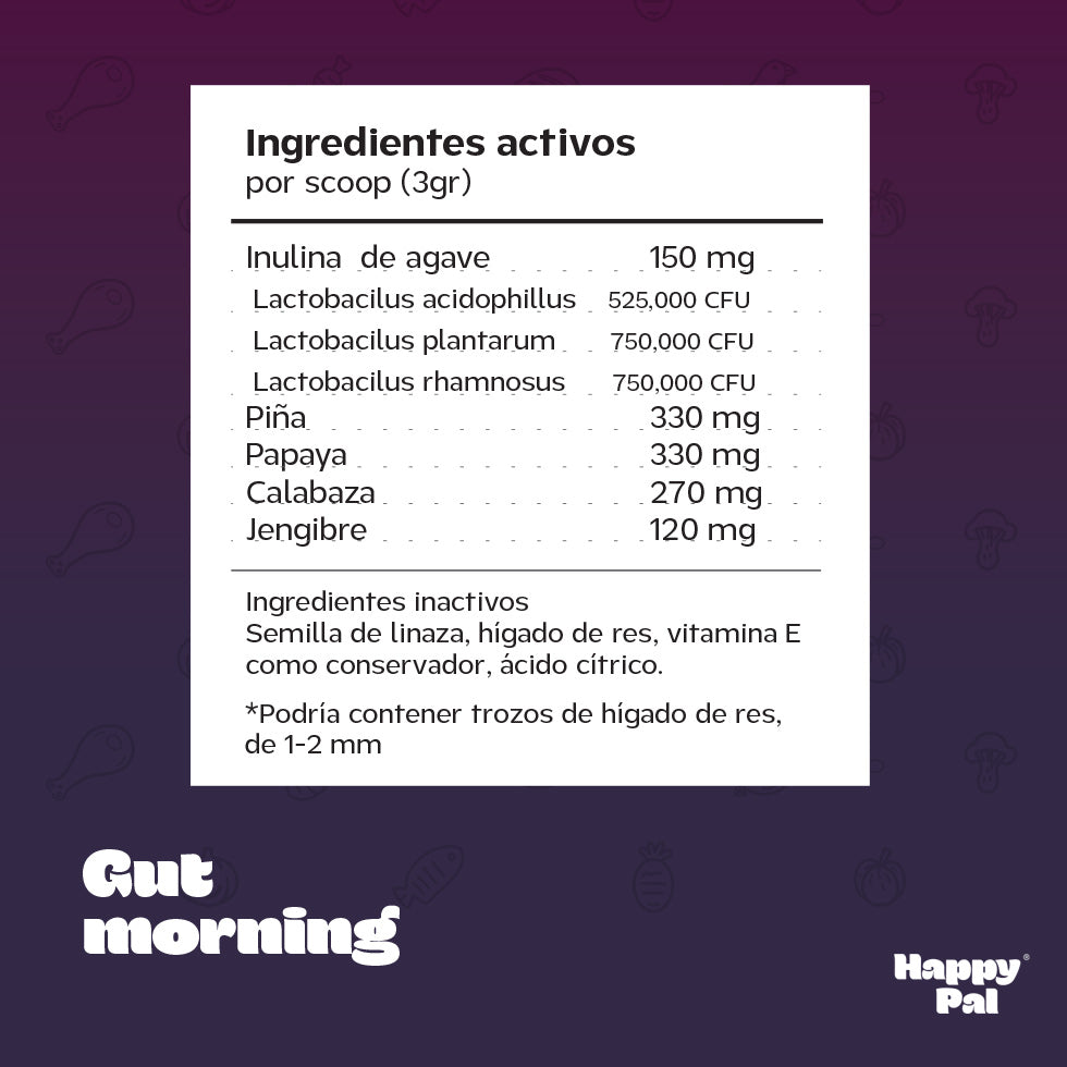 Gut Morning I Probióticos para perros. Suplemento para Salud Digestiva y Salud Intestinal